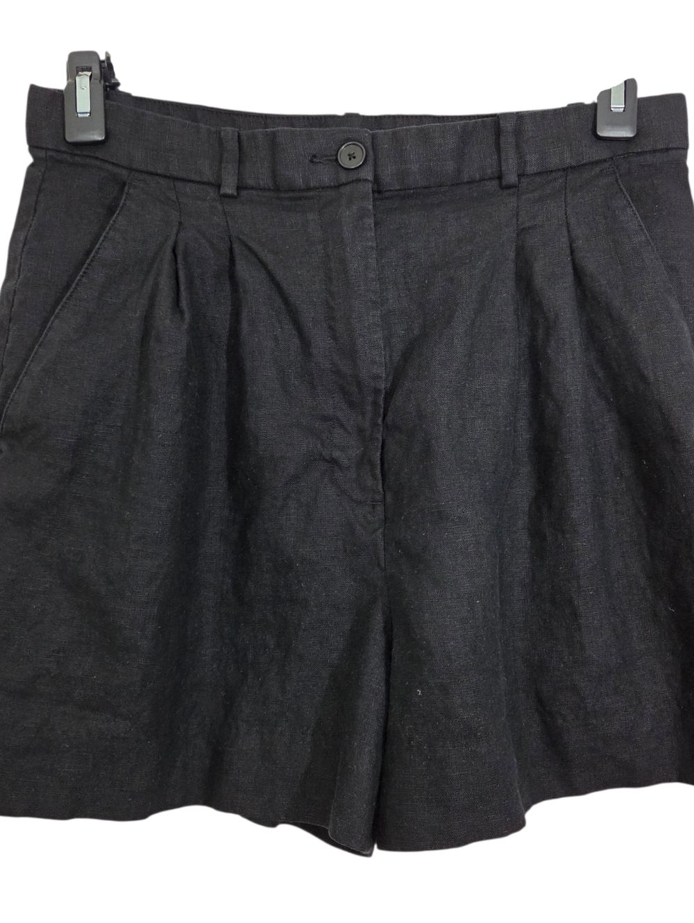 Banana Republic Soho Linen High Rise Pleated Shorts Black Size 12 Boho Casual - Picture 2 of 8